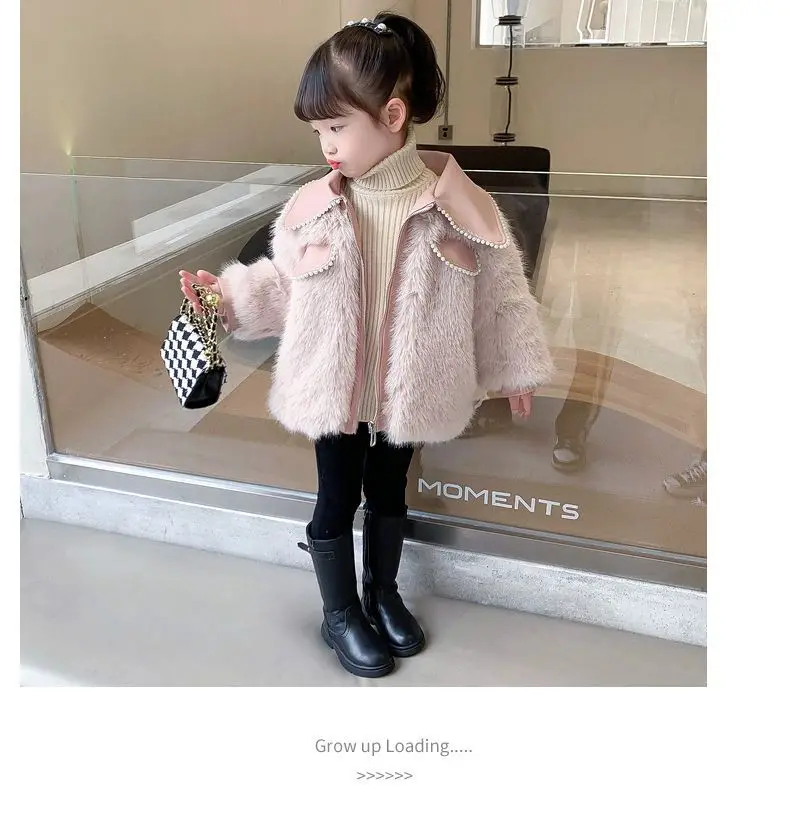 Girls Thickened and Fashionable Imitation Fox Fur Coat Korean Winter New Baby Fur Coat for Children Warmth