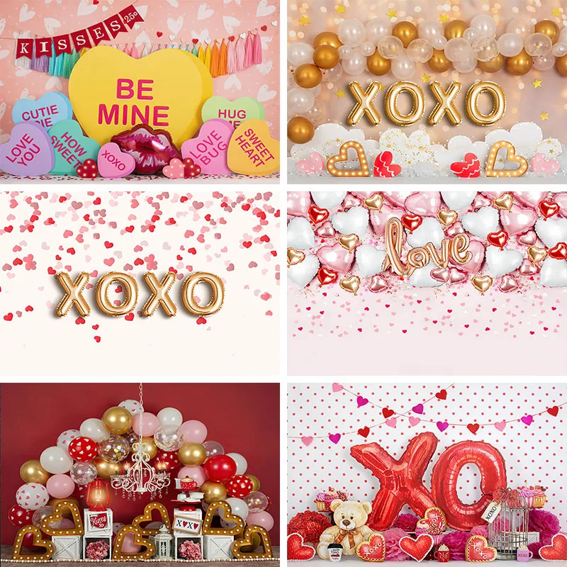 

Valentine's Day Photography Background XOXO Red Heart Tent Lights Sweet Talk Decor Photocall Props Girl Portrait Photo Backdrop