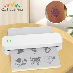 Stampante termica A4 senza inchiostro Stampante per stencil per trasferimento tatuaggi wireless Macchina per tatuaggi termica con carta in rotolo 2 fogli per tatuaggi