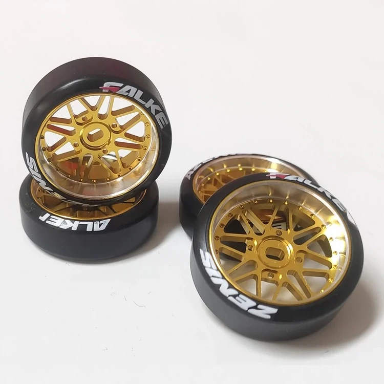 4pcs/set 22mm Metal Five-Star Wheel Hub with Drift Tires for 1/28 1/24 TG Racing DriftArt MINI-Q HGD1 Wltoys K989 RC Car Upgrade