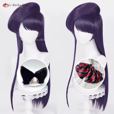 Anime Komi Shouko Komi Cosplay Wig 80cm Long Purple Black Wigs For Women Cosplay Anime Cosplay Wig Heat Resistant Synthetic Hair