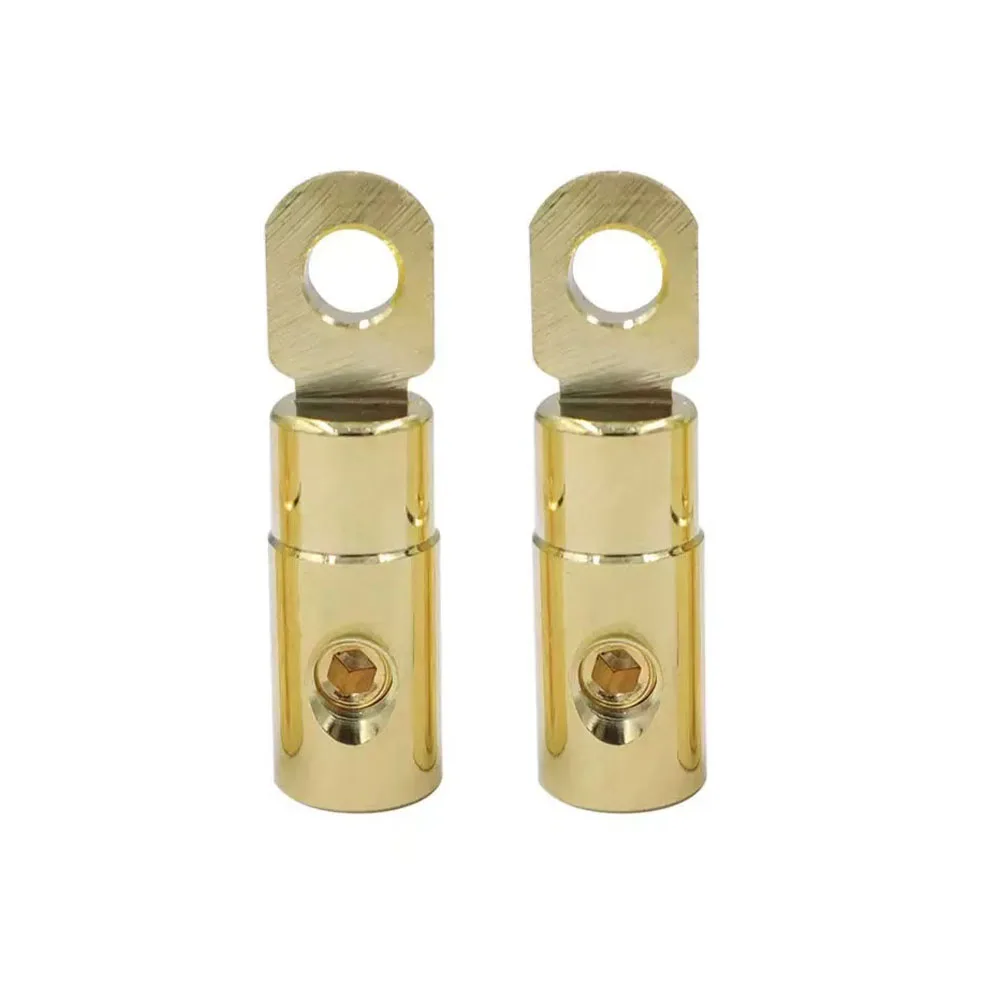 1Pc Car Audio Modified Power Wire O‑Terminal, Pure Brass Gold‑Plated High‑Power Connector, Car Amplifier Input Reducer