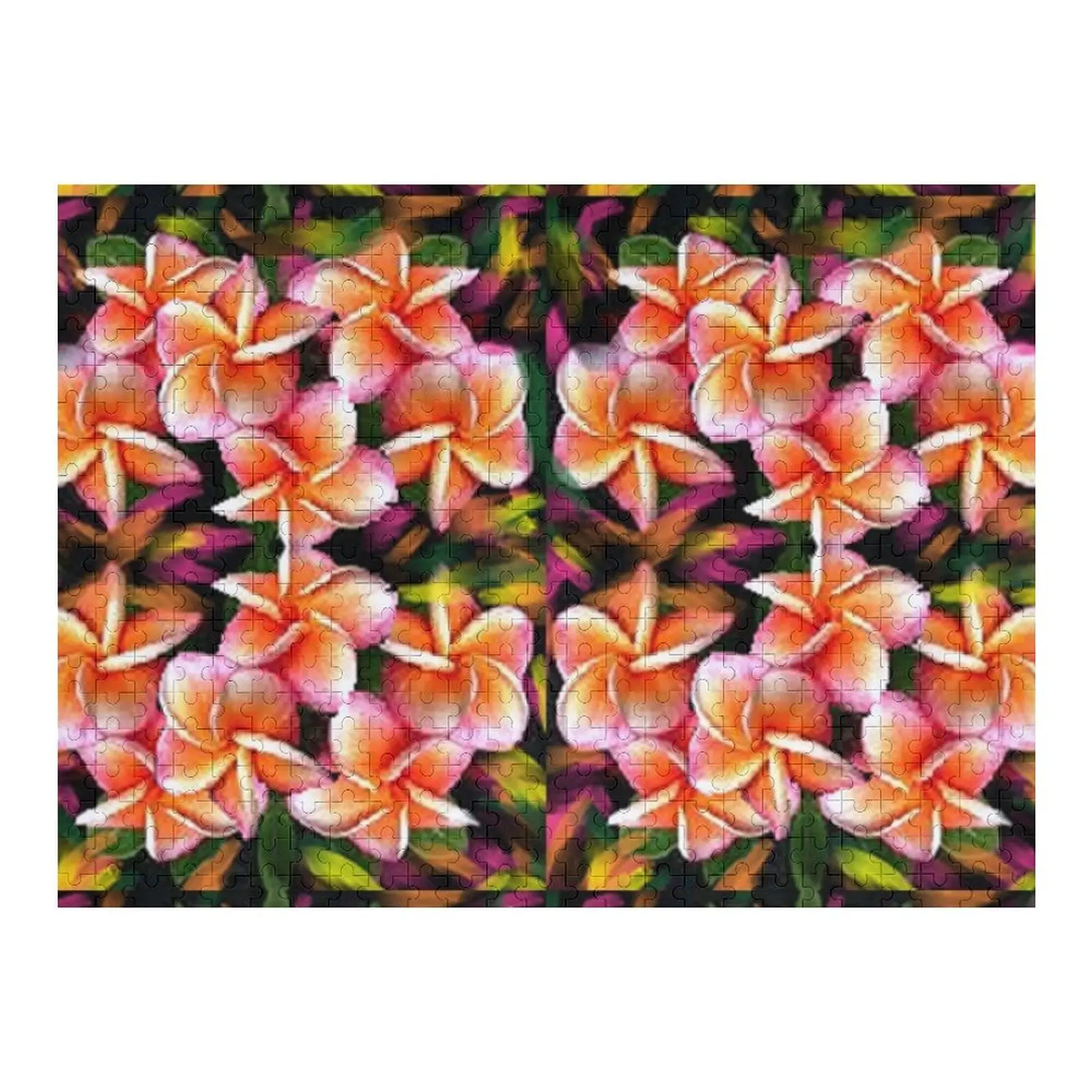 

EXOTIC FRANGIPANI, botanical design on absttract background inspired by nature. Jigsaw Puzzle Baby Wooden For Children Puzzle