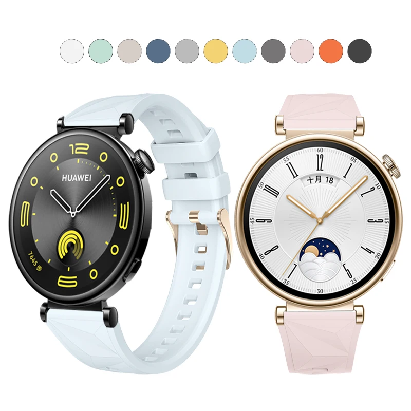 18mm Offical Band for Huawei Watch GT4 41mm Soft Rose Gold Buckle Lady‘s Silicone Band for Huawei Watch GT5/GT4 41mm/GT5Pro 42mm