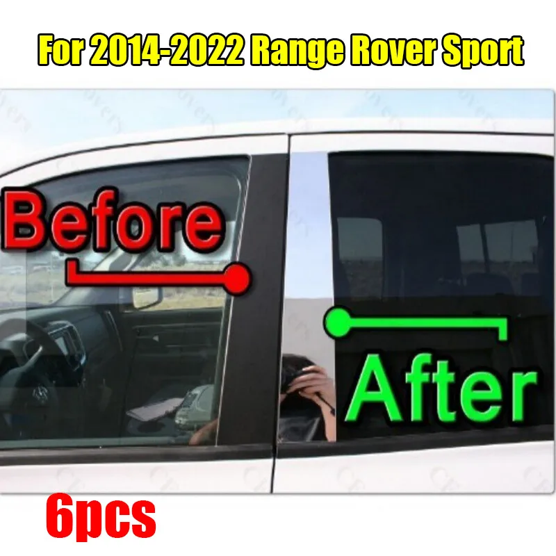 

6PCS Set Chrome Pillar Trim Door Cover Mirrored Post For 14-22 Range Rover Sport