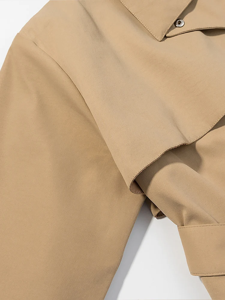 معطف نسائي جديد على الطراز الأوروبي متعدد الاستخدامات وأنيق بلون سادة كاجوال عالي التحمل متوسط الطول