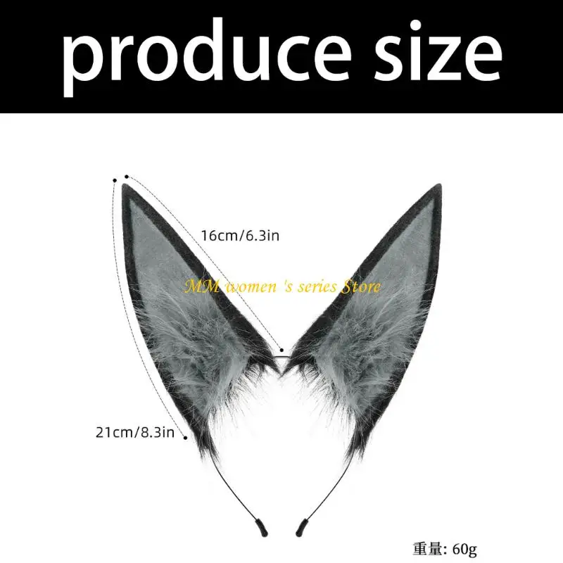 Q39C خفيفة الوزن آذان أرنب فروي أغطية الرأس تصميم واقعي قطعة شعر كوسبلاي للعروض المسرحية زي الملحقات