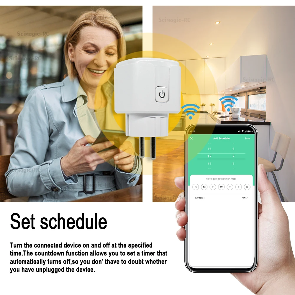 Tuya Smart Plug WiFi Socket 16A with Power Monitoring Timing Smart Life APP Control Works with Alexa Google Home Smartlife APP