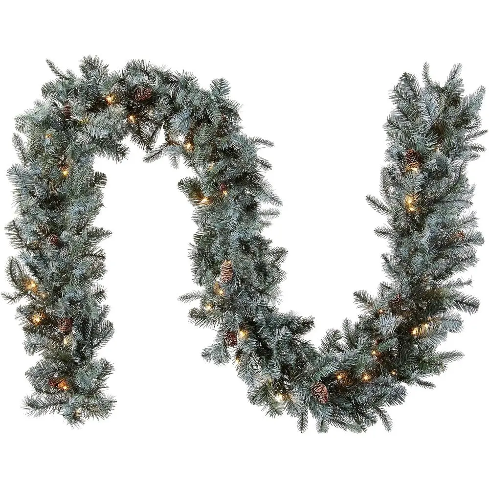 

50-Light 350-Tip Pre-Lit Green Spruce Artificial Christmas Garland with Pinecones