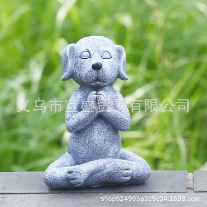 Meditating Cat & Dog Resin Figurine- Zen Garden Ornament, Unique Home Decor