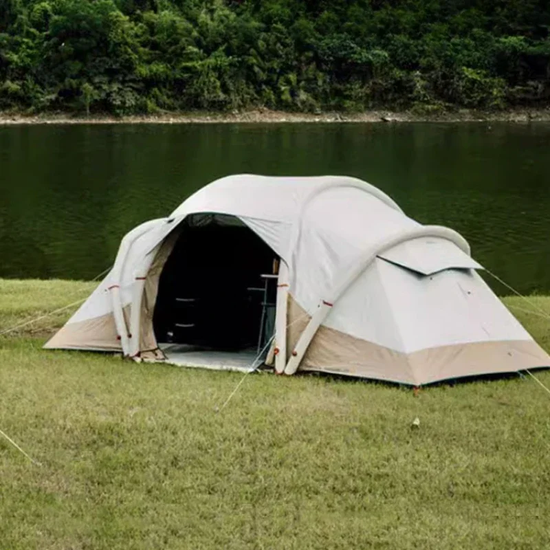 Inflatable tent outdoor camping overnight 2 rooms 1 hall fast open 4 people double tent to prevent heavy rain