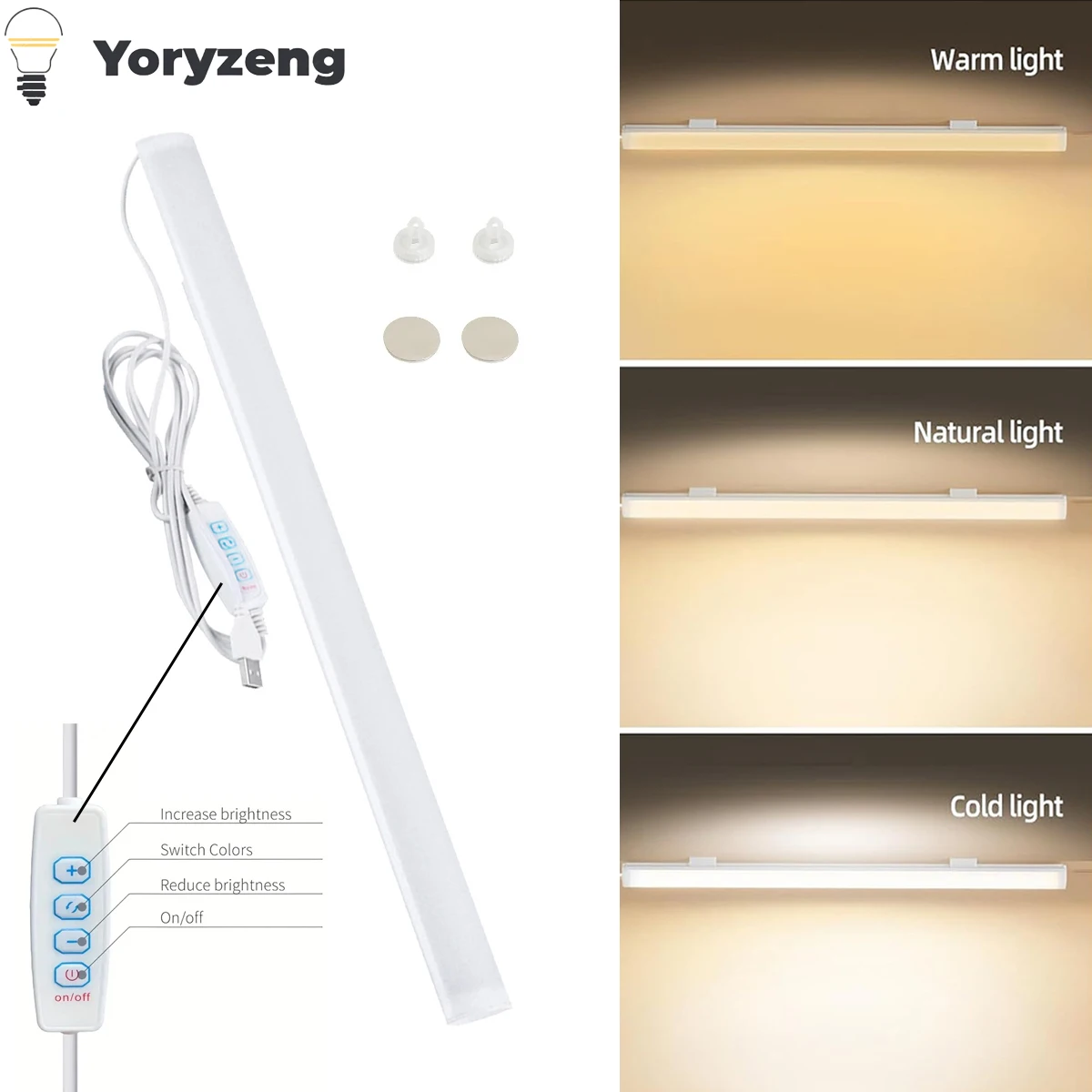 USB Plug Under Cabinet LED Lighting Dimmable 3 Colour Changeable LED Night Light Kitchen Bedroom Lighting With Magnetic Strip