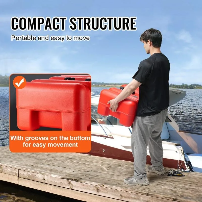 Marine Fuel Tank, 14.53 Gallon/55L, Portable Boat Fuel Gas Tank for Outboard Engine Boats, Plastic Outboard Marine Boat Fuel Tank with Hose, Easy to Carry for Yacht, Fishing Boat, Deck Boat, Red view 3