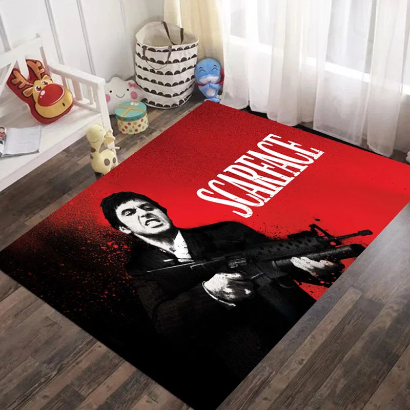 Movie S-Scarface Living Room Bedroom Sofa Doormat Home Decor Non Slip Carpet Parlour Floor Large Area Rug Wahsable Kitchen Mat