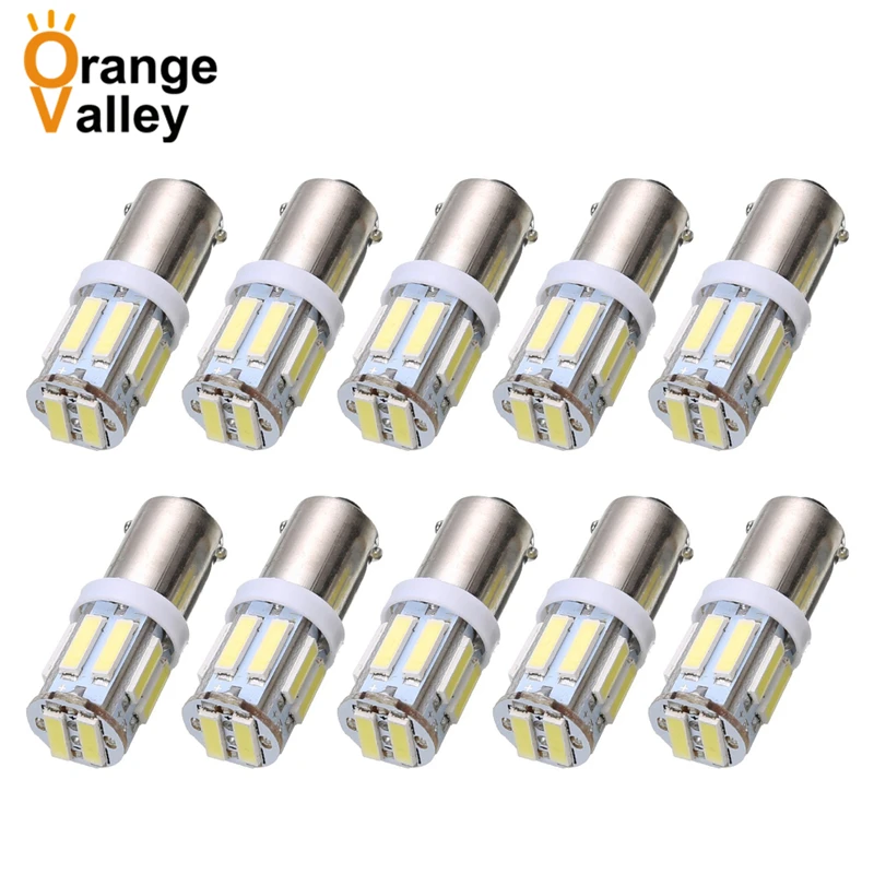 10pcs BA9S 434 T4W 10 LED 7020 SMD H6W Car Auto Interior Reading Lights Dome Lamp DC 12V