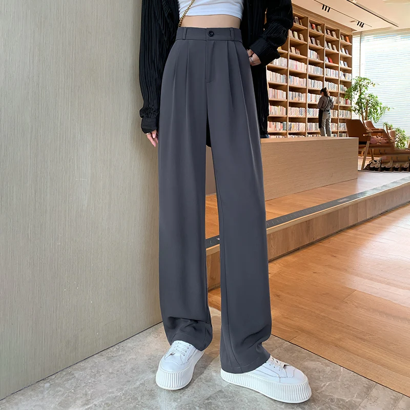 Women\'s Suits Pants Traf Office Lady High Waist Trousers Casual Loose Straight Sweatpants Korean Fashion Baggy Pantalon Femme