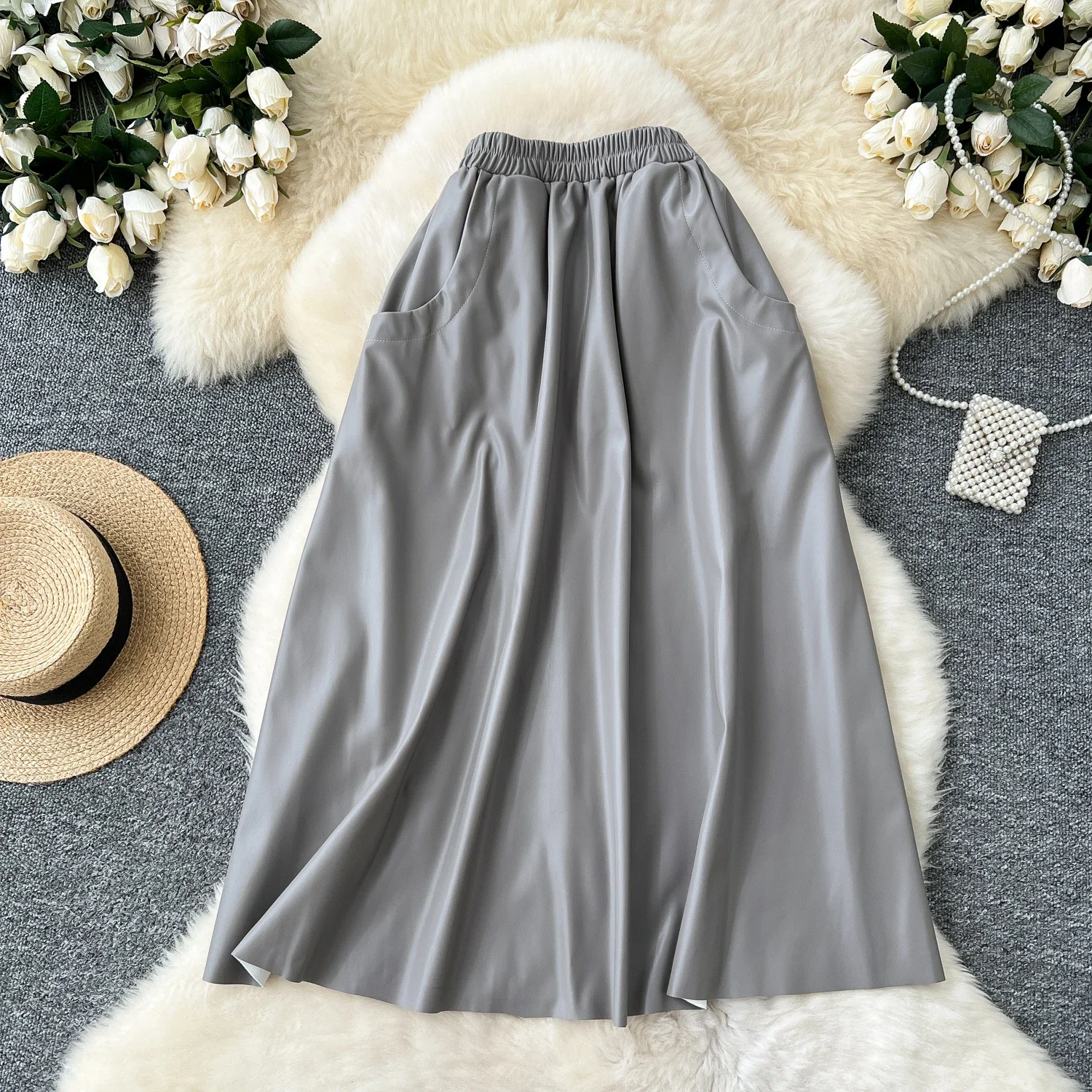 

Casual Vintage Women Sexy Skirt High Waist Elegant Korean Fashion A-line Skirt Office Lady Slim Spring Autumn Basics Clothing