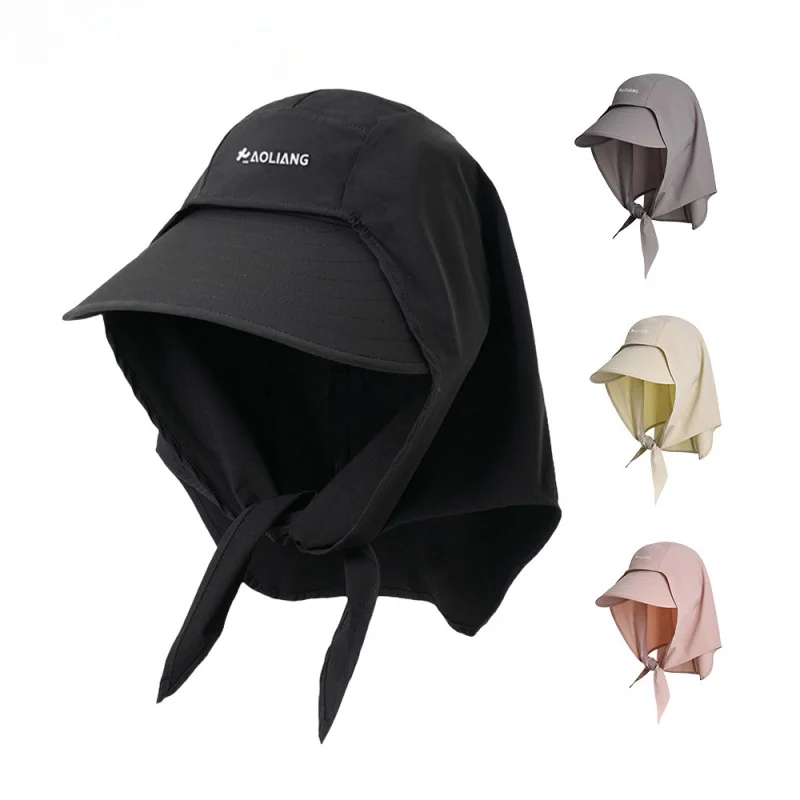 Men Women Wide Brim Sun Protection Hat Fishing Hiking Detachable Neck Flap Open Top Design UV Protection Cap