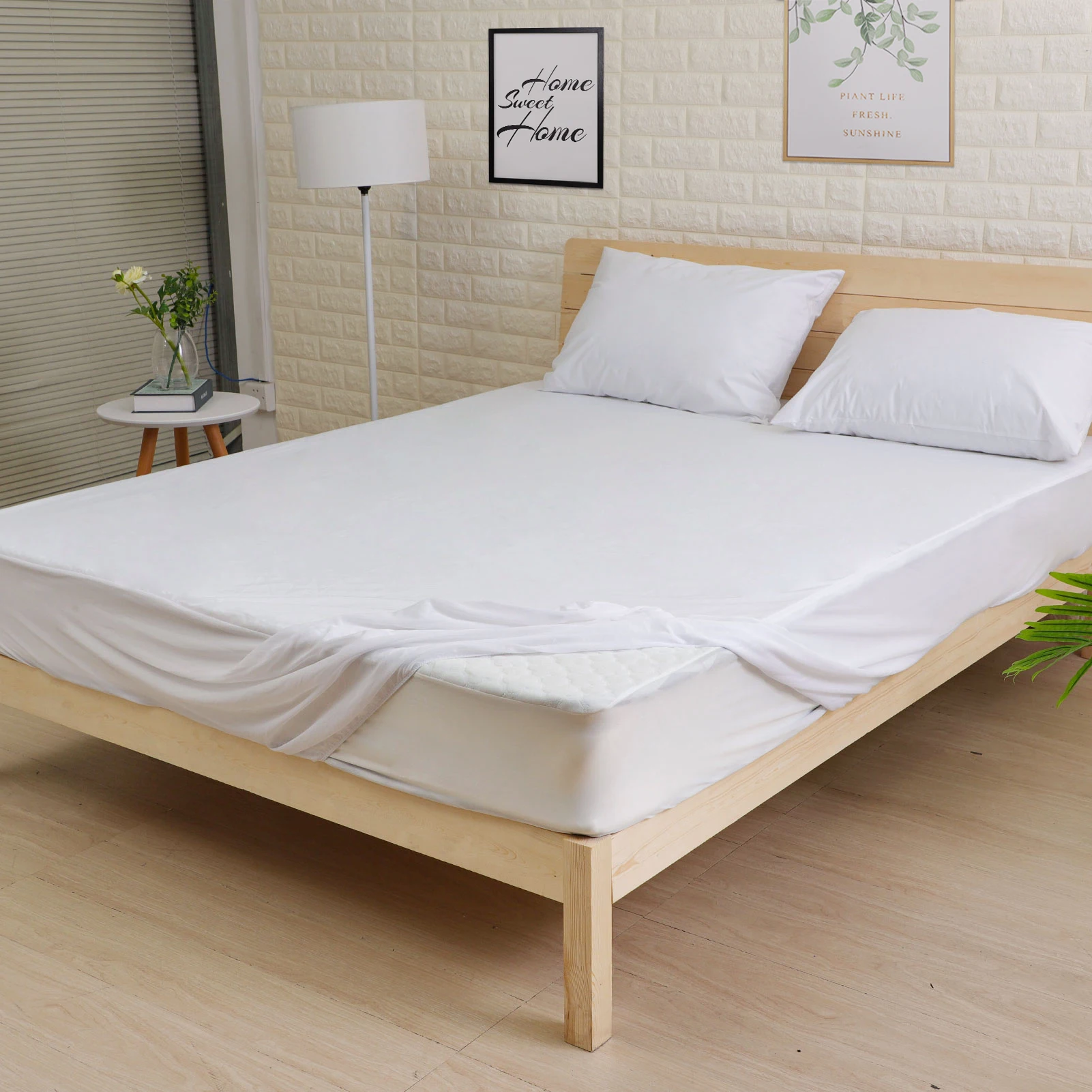 Protector de colchón impermeable, Funda de colchón agradable para la piel, para cama de 140/150/160x200cm, suave y transpirable, color blanco