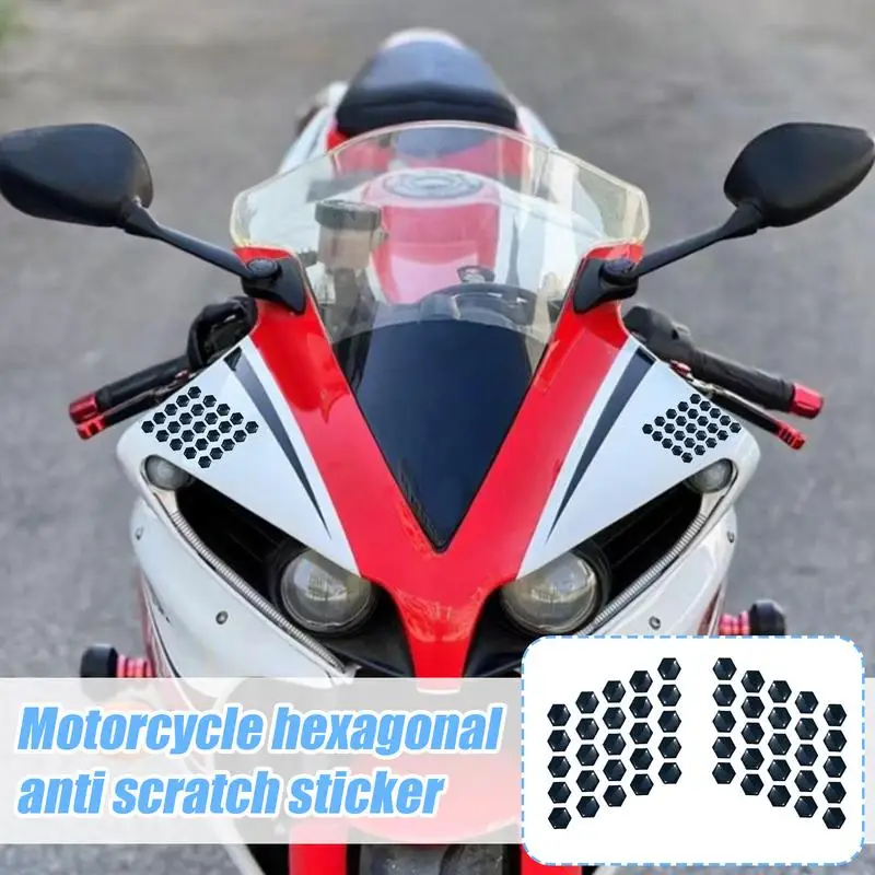 

Motorcycle Stickers 2X Anti-Scratch Protector Motorbike Protective Pad 3D Hexagonal Waterproof Vehicle Accessory For Paintwork