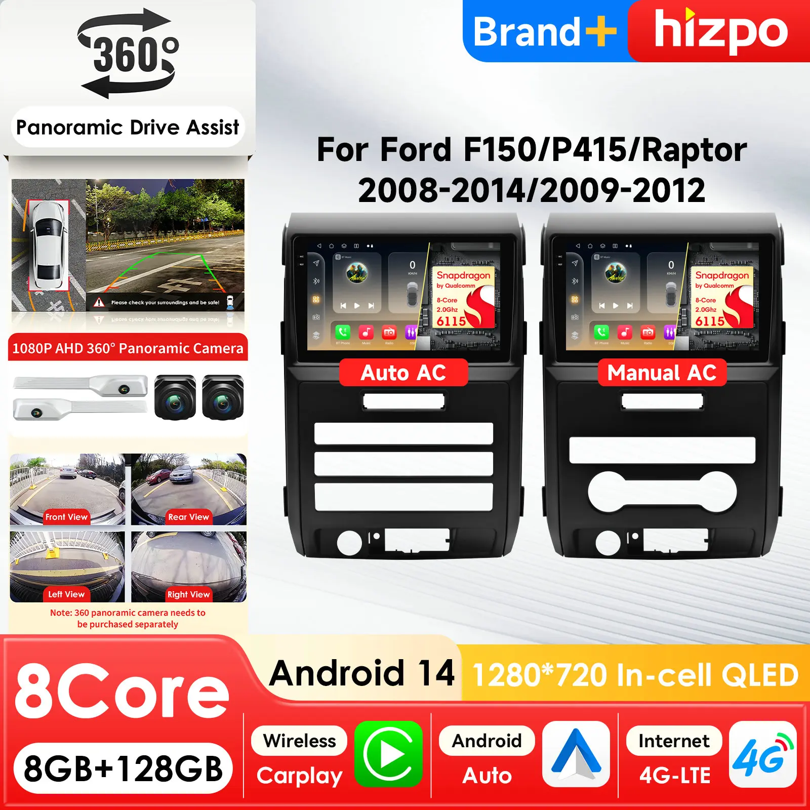 

Мультимедийный проигрыватель Hizpo для Ford F150 P415 Raptor на Android с ИИ-экраном, поддержкой Snapdragon, GPS, Carplay, 4G, WIFI, BT