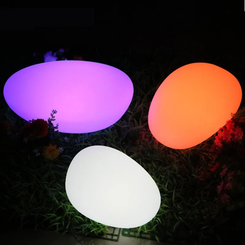 LED solar stone light colorful luminous simulation pebble floor lawn light