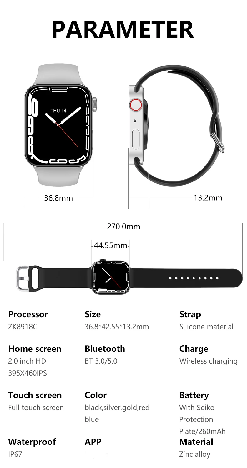 IWO15 Series 9 Smart Watch I19 Pro Max Bluetooth Call Heart Rate Blood Pressure Men Women Smartwatch For Apple Phone PK I14 T900