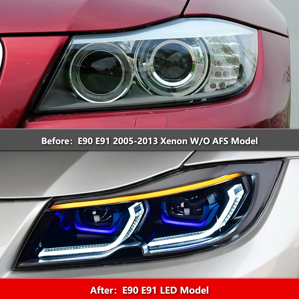 

Для Bmw E90 Angel Eyes фары объектив проектора 12 В светодиодный ксеноновый автомобильный передний фонарь E91 320I 325I 318I 2005-2012 автоаксессуар 1 пара