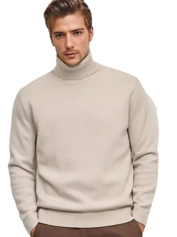 

Мужской трикотаж с высоким воротником American Sle, облегающий теплый свитер с базовым слоем, повседневный длинный свеч из полиэстера, зима 2025 г.