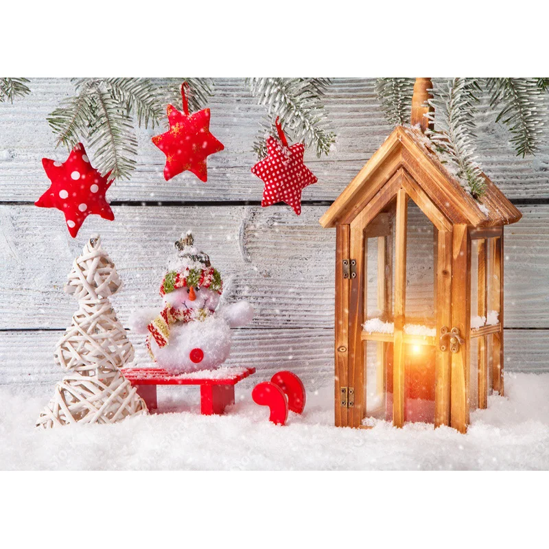 Christmas Wooden Planks Theme Photography Background Snowman Children Portrait Backdrops For Photo Studio Props 211220 SDMB-03