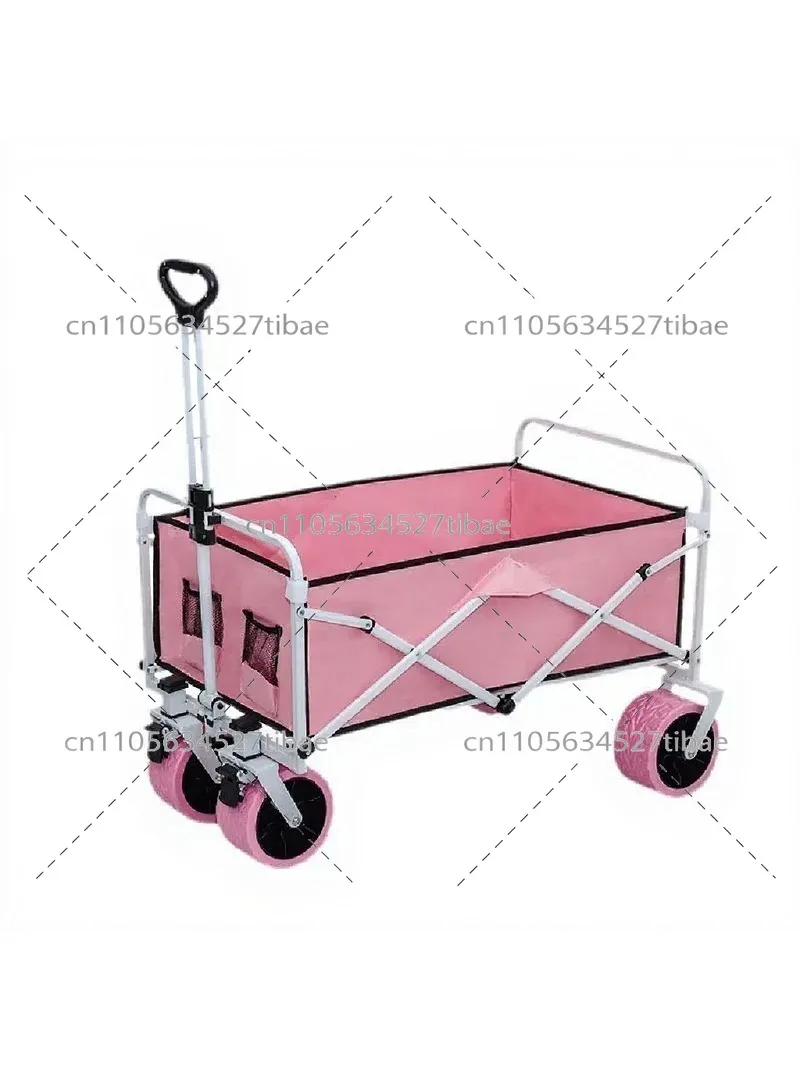 Compact Folding Camping Shopping Cart with Adjustable Table, Portable Picnic Cart with Sunshade Umbrella for Outdoor Market
