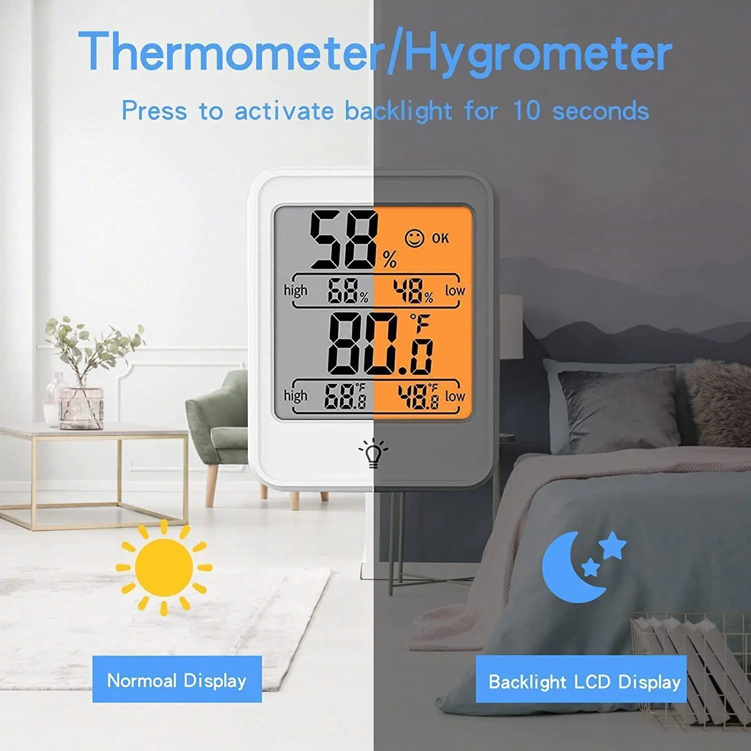 LCD Digital Hygrometer Room Thermometer With Stand Magnet Portable House Office Temperature Monitor Thermometer Hygrometer image 4