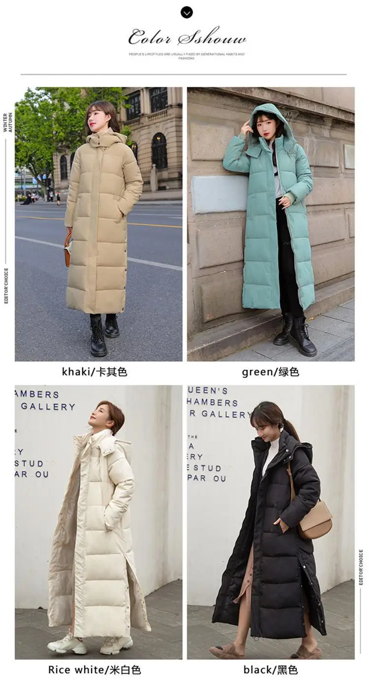 New Female Down Cotton Coat Loose Hooded Parka Overcoat Long Winter Jacket Women Clothes Warm Padded Jackets Oversized Outerwear