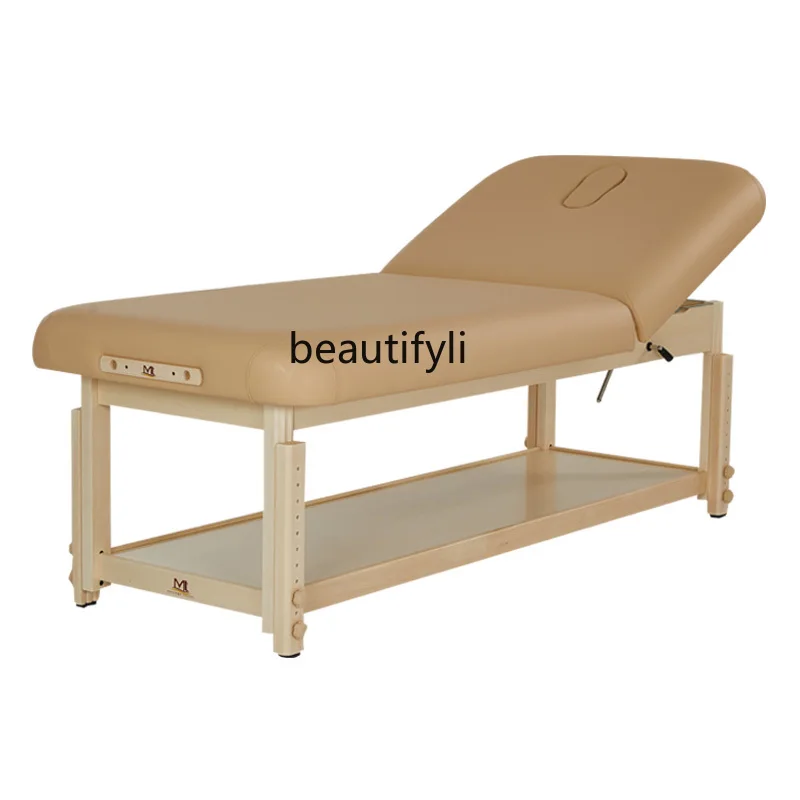 

Solid Wood Lift Back Massage Couch Facial Bed Fixed Lift Back Wooden Massage Physiotherapy Bed