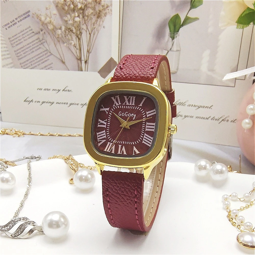 

2025 новые модные простые квадратные часы, женские римские весы, нишевые женские кварцевые часы с большим циферблатом, женские кожаные наручные часы Montre