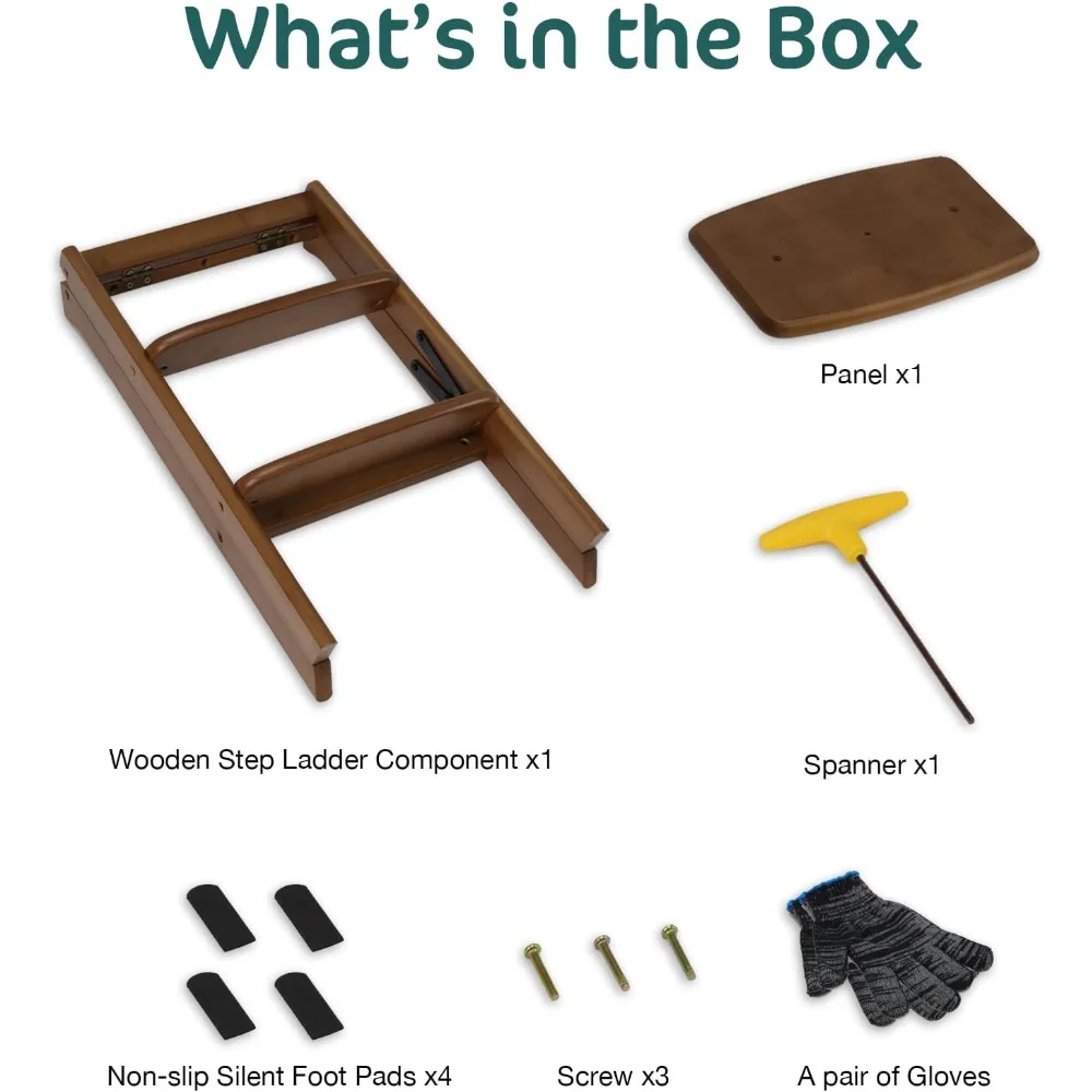 سلم خشبي قابل للطي لدعائم التصوير الفوتوغرافي - الحمولة القصوى 300 رطل، مقعد خشبي قوي ثلاثي الخطوات لاستخدام التصوير الفوتوغرافي #3
