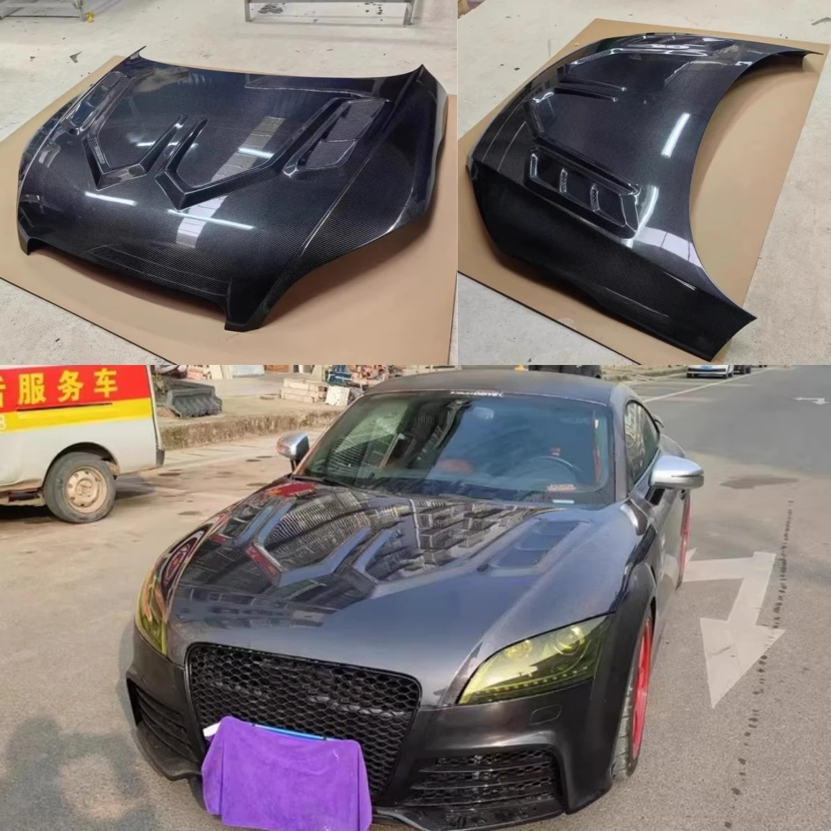 

custom Carbon Fiber Engine Cover for Audi TT TTRS 08-14 Convert New Style Hood Light Weight hood scoop body kit Car Accessories
