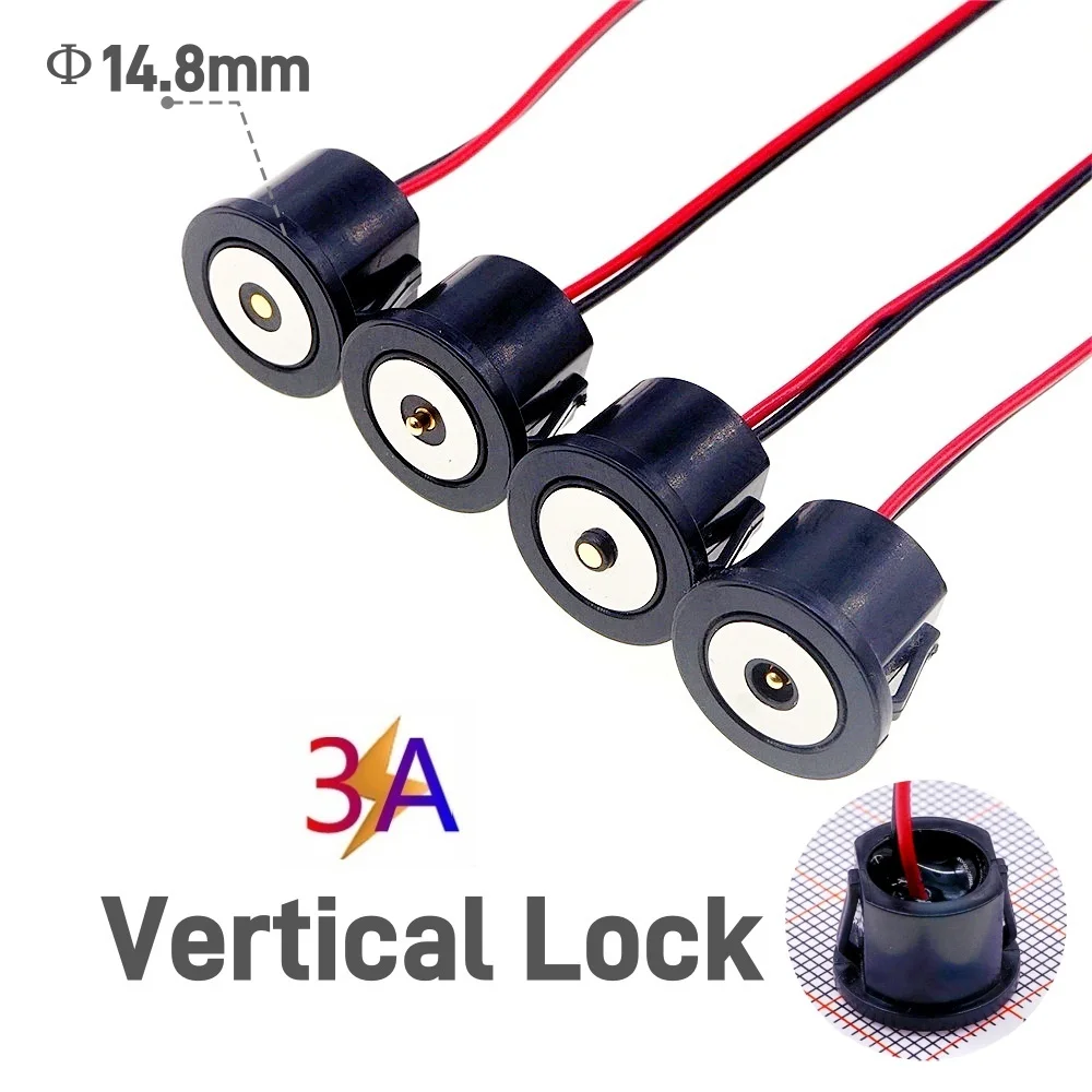 Circular High Current 3A 12V Magnetic Connector Threaded Panel Mount Holes Self-Locking Waterproof Terminals Charging Wire PH2.0