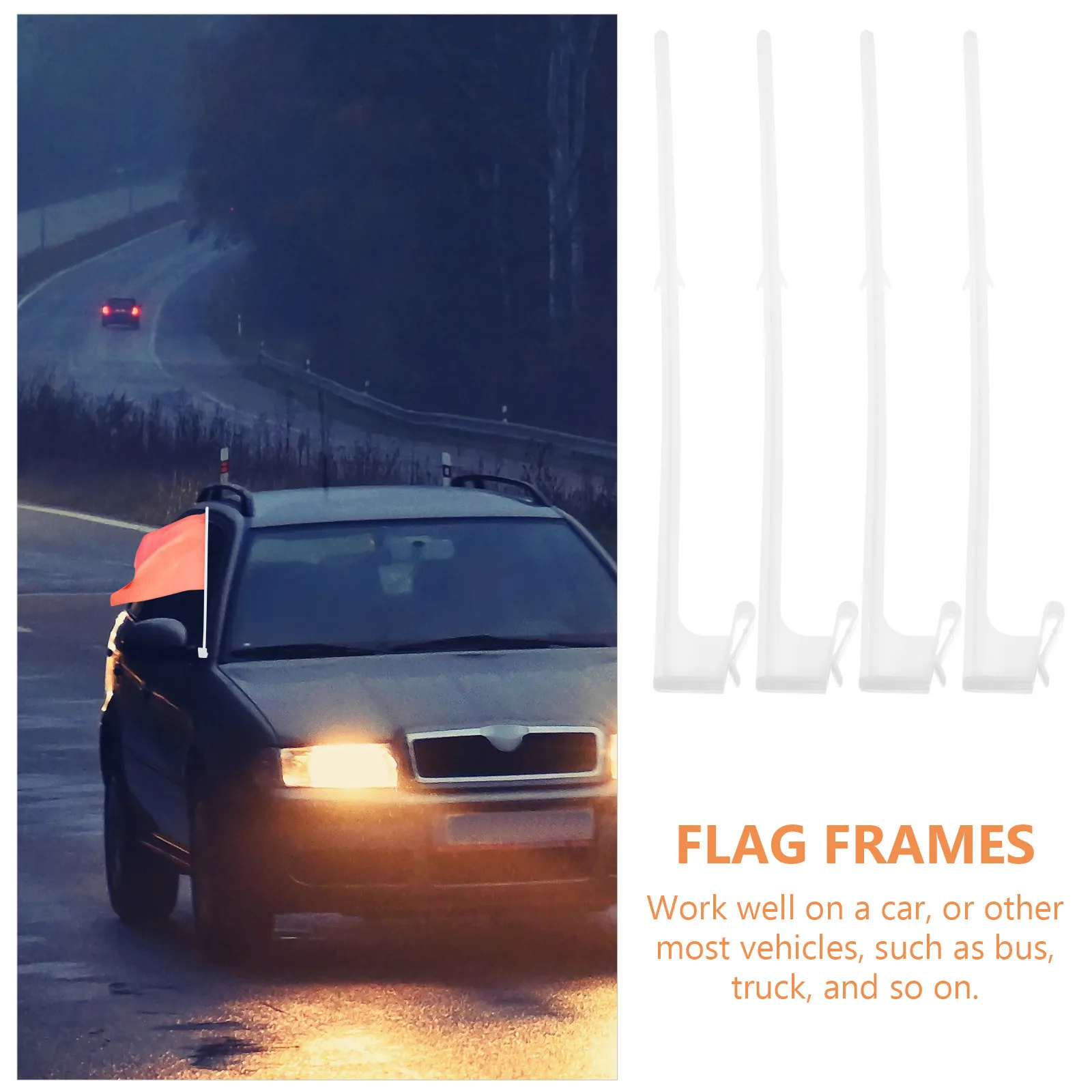 12Pcs Car Window Flagpoles Plastic Clip on Flag Holders Vehicle Window Flag Frames Truck Car Use Truck Frag Support