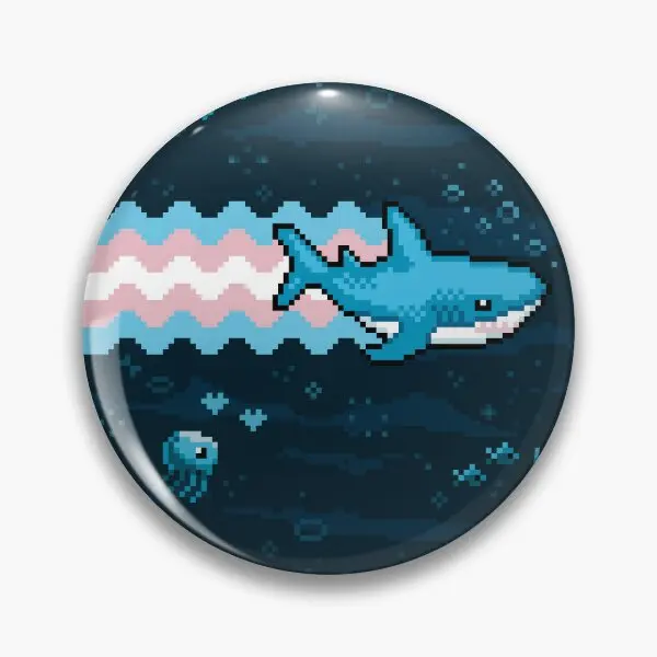 Under The Sea Blahaj Trans Flag Pixel Ar  Soft Button Pin Gift Fashion Brooch Funny Badge Women Creative Jewelry Lapel Pin