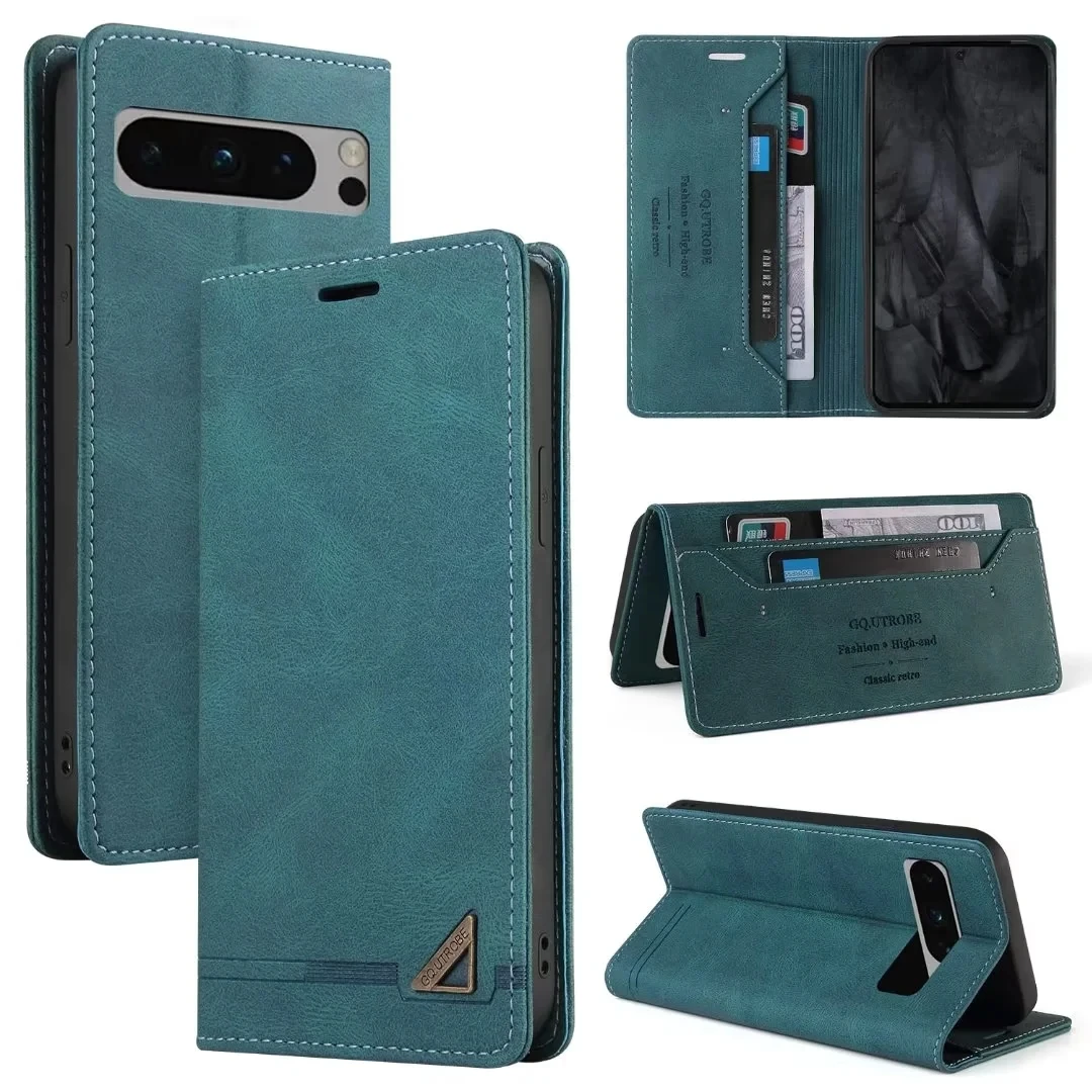 

Anti Theft Brush Flip Leather Case for Google Pixel 10 9 Pro XL 10A 9A 8 7 6 Pro 8A 7A Stand Card Solt Wallet Phone Etui Cover