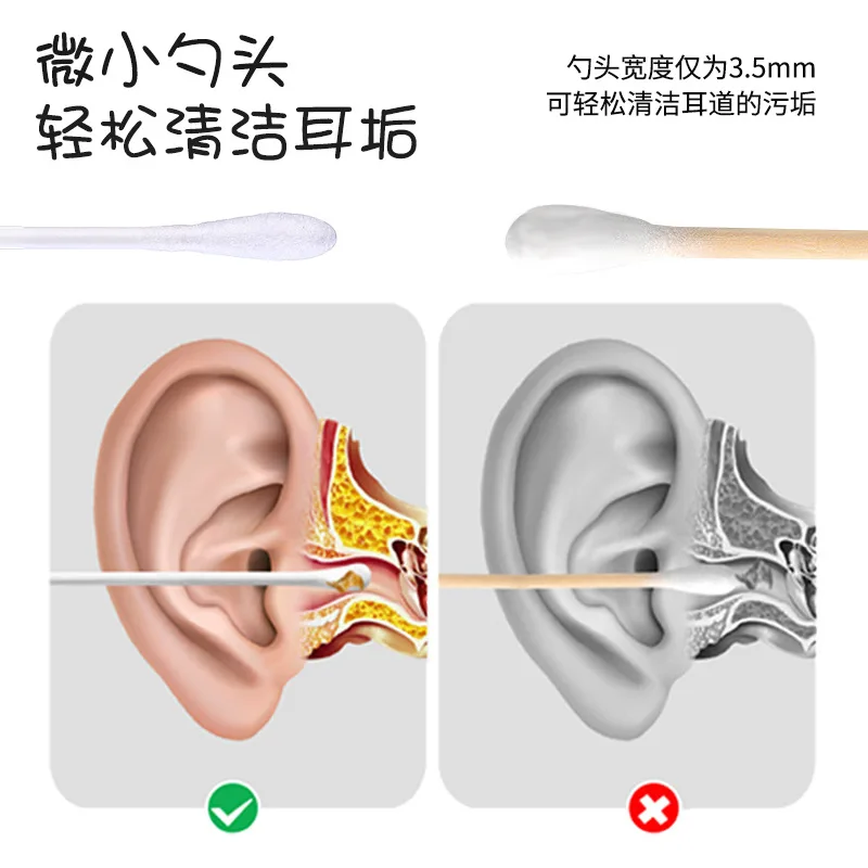 200pcs Disposable White Cotton Swabs Earpick Double-ended Cotton Swabs Women Makeup Lipstik Buds Nose Ear Cleaning Care Tools