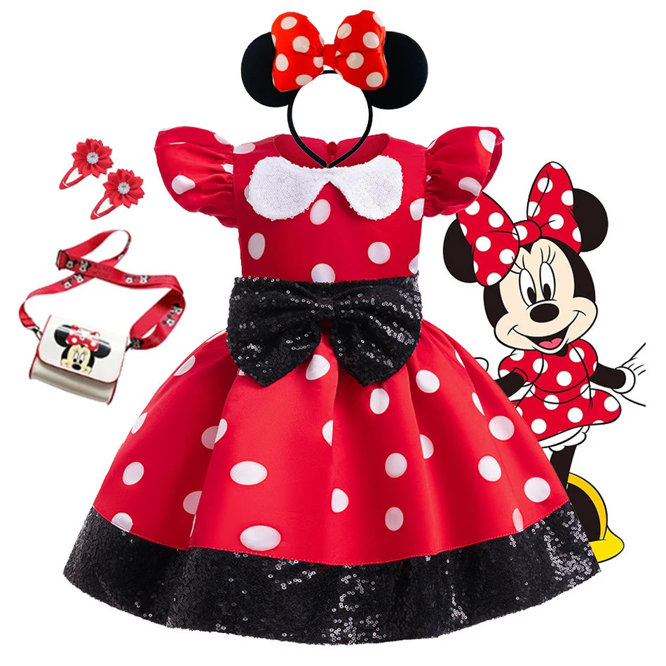 

Minnie Mickey Dress For Girls Toddler Kids Halloween Cosplay Polka Dot Clothes Children Party Dress Up