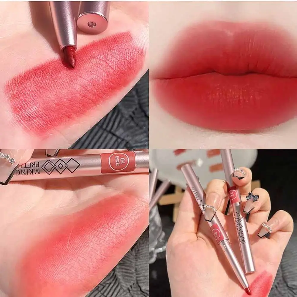 Lips Makeup Nude Lip Liner Pen Matte Waterproof Lipstick Pen Lasting Non-stick Cup Lipliner Pencil Women