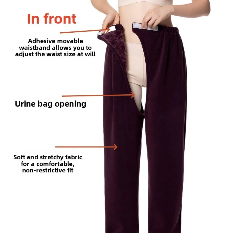 الكبار سلس البول السراويل مفتوحة المنشعب شتاء دافئ صوف مبطن طريح الفراش كبار السن قابل للغسل قابلة لإعادة الاستخدام ماصة البولية السراويل لينة #6