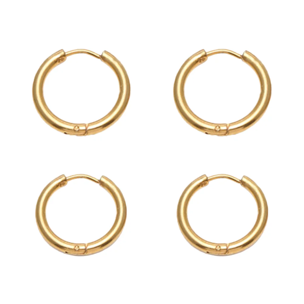 

2 Pairs Round Ring Earrings Jewelry Hoops for Women Dangling Golden Accessories Dangle Simple and Stylish Miss