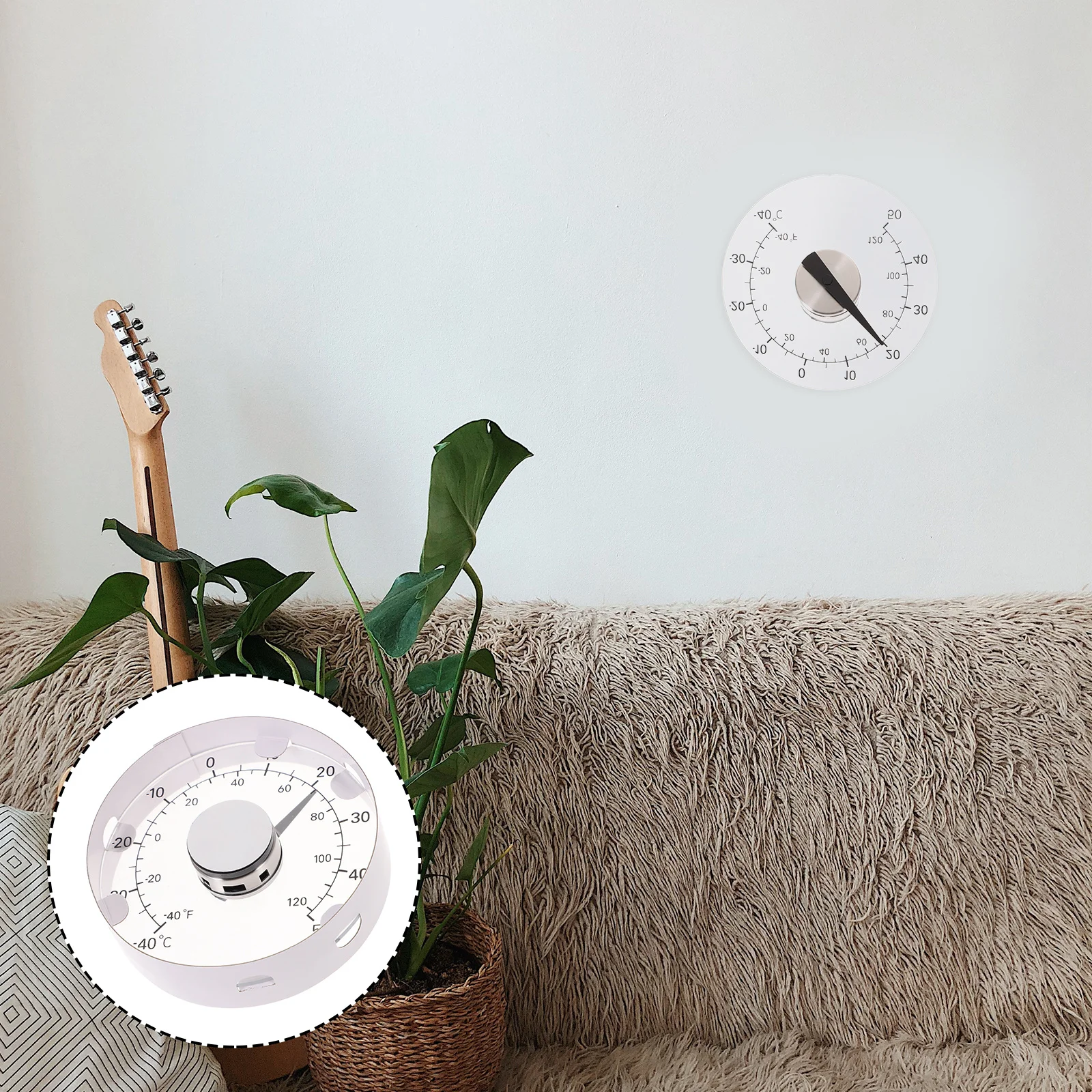 

4.3 Inch Round Waterproof Thermometer Outdoor Indoor Temperature Reader Self-Adhesive No Power Needed for Window Door Glass