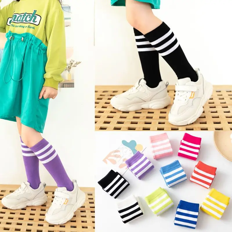 

Носки для девочек, полосатые хлопковые носки для детей 1-10 лет, корейский стиль, для мальчиков, маленьких девочек, для малышей, детей