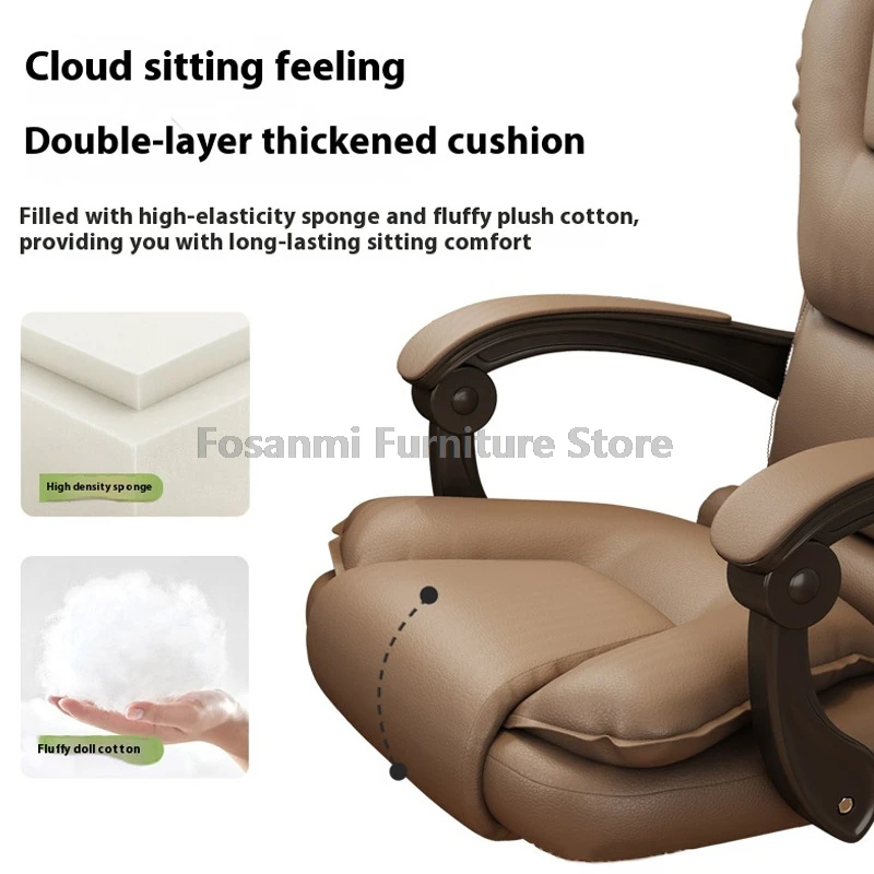 Silla de oficina reclinable de cuero con reposabrazos de conexión, respaldo ancho suave, sillas de ordenador para jugadores, silla de escritorio giratoria ergonómica para juegos en casa