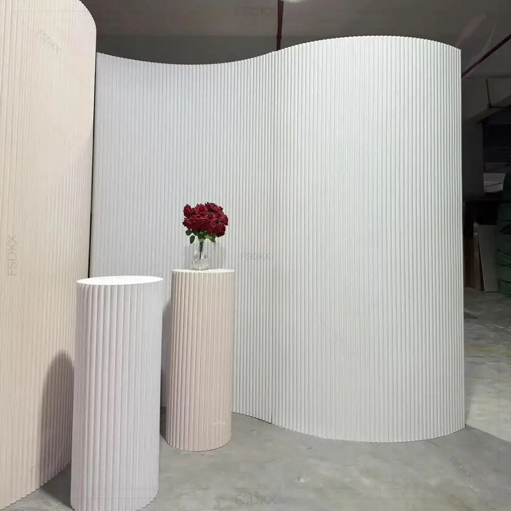 

Modern Backdrop Mariage Wooden Arch Backdrop Ripple Pvc Background Event Curved Backdrop Ripple